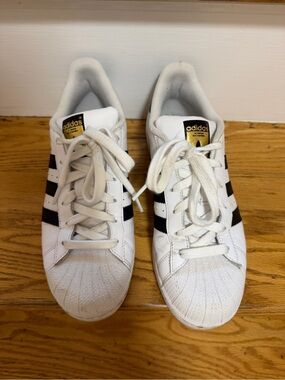 adidas White Sneakers with Black Stripes